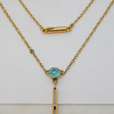 Edwardian 9ct Gold, Seed Pearl & Blue Stone Lavalier Drop Necklace Antique c1910