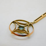 Edwardian 9ct Gold, Seed Pearl & Blue Stone Lavalier Drop Necklace Antique c1910