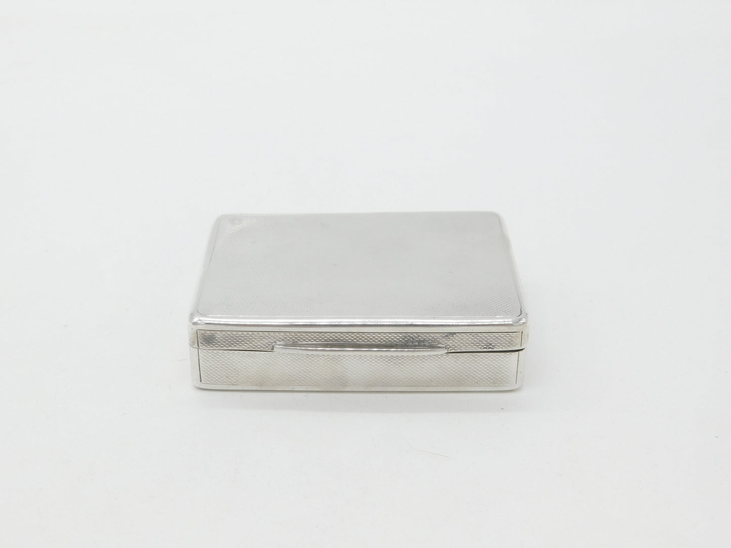 Sterling Silver Engine Turned Snuff Box 1930 Birmingham George Unite & Sons