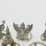 Siam Set of Sterling Silver God, Boat & Temple Form Place Settings Antique c1920 Art Deco