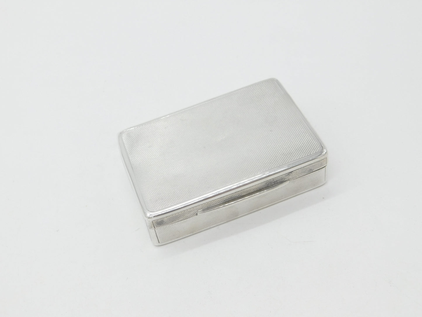 Sterling Silver Engine Turned Snuff Box 1930 Birmingham George Unite & Sons