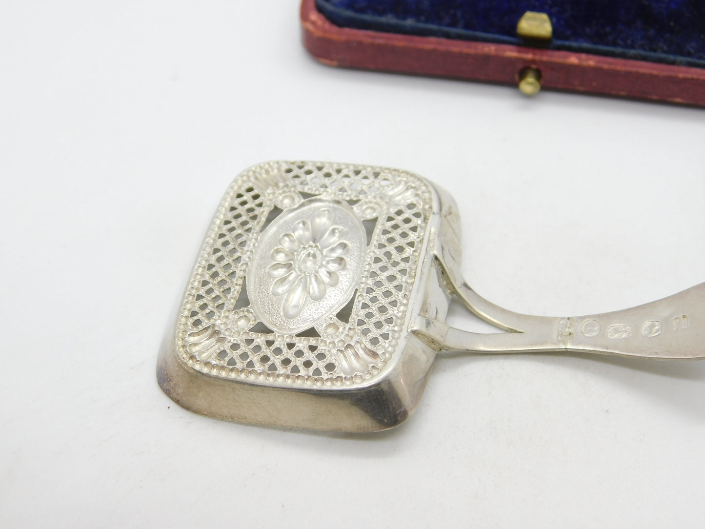 Georgian Sterling Silver Floral Tea Caddy Spoon 1809 Birmingham Antique