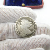 Queen Anne Silver Fourth Bust Plain Shilling Coin 1711 Fine Condition Antique