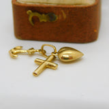 9ct Yellow Gold Faith, Hope, Charity Charm Pendant Vintage c1970