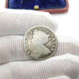 Queen Anne Silver Fourth Bust Plain Shilling Coin 1711 Fine Condition Antique