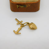 9ct Yellow Gold Faith, Hope & Charity Charm Pendant Vintage c1970
