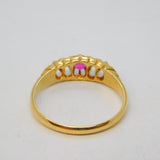 Victorian 18ct Gold, Ruby & Diamond Boat Ring Antique 1864 Birmingham