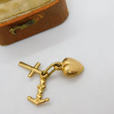 9ct Yellow Gold Faith, Hope & Charity Charm Pendant Vintage c1970