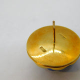 Large 18ct Yellow Gold & Carved Lapis Lazuli Swirl Stud Earrings Vintage