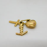 9ct Yellow Gold Faith, Hope & Charity Charm Pendant Vintage c1970