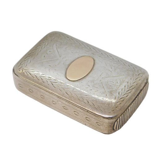 George III Sterling Silver & Gold Panel Vesta Case Antique 1810 Birmingham