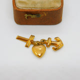 9ct Yellow Gold Faith, Hope & Charity Charm Pendant Vintage 1980 London