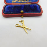 Pair of 9ct Yellow Gold Articulated Scissors Charm or Pendant Vintage c1970