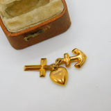 9ct Yellow Gold Faith, Hope & Charity Charm Pendant Vintage 1980 London