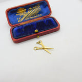 Pair of 9ct Yellow Gold Articulated Scissors Charm or Pendant Vintage c1970