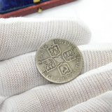 Queen Anne Silver Fourth Bust Plain Shilling Coin 1711 Fine Condition Antique