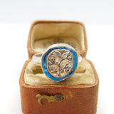 Planished Sterling Silver & Greek Opal Tree of Life Ring Vintage c1990