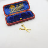 Pair of 9ct Yellow Gold Articulated Scissors Charm or Pendant Vintage c1970