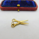 Pair of 9ct Yellow Gold Articulated Scissors Charm or Pendant Vintage c1970