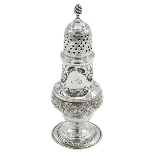 George III Sterling Silver Floral Muffineer Caster Antique 1772 London