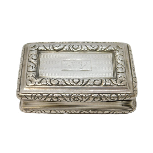 George IV Nathaniel Mills Sterling Silver Snuff Box Antique 1824 Birmingham