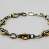 Victorian French 18ct Gold & Niello Enamel Sterling Silver Albertina Bracelet Antique c1880