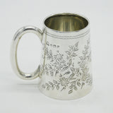Edwardian Sterling Silver Floral Pattern Christening Mug Antique 1909 Birmingham