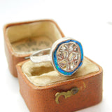 Planished Sterling Silver & Greek Opal Tree of Life Ring Vintage c1990