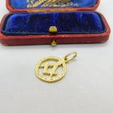 9ct Yellow Gold Masonic Compass Charm or Pendant Antique c1930 Art Deco