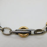 Victorian French 18ct Gold & Niello Enamel Sterling Silver Albertina Bracelet Antique c1880