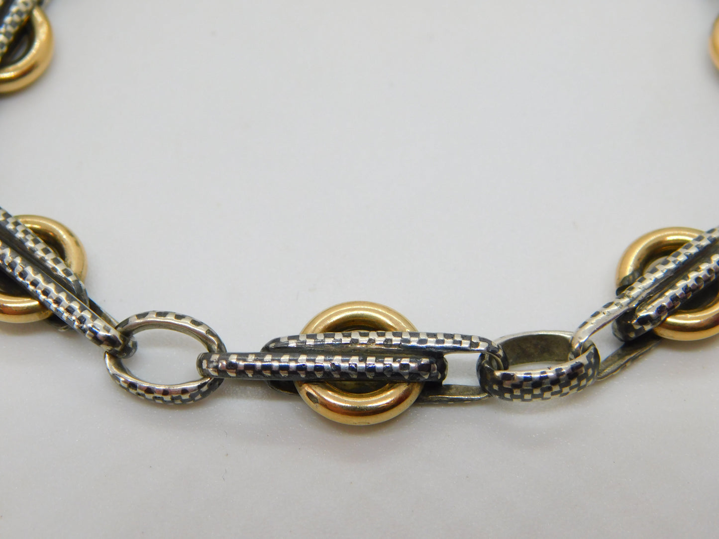 Victorian French 18ct Gold & Niello Enamel Sterling Silver Albertina Bracelet Antique c1880