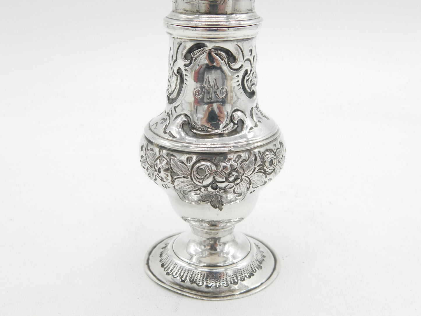 George III Sterling Silver Floral Muffineer Caster Antique 1772 London