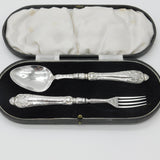 Boxed Victorian Sterling Silver Picture Back Christening Set 1854 Birmingham