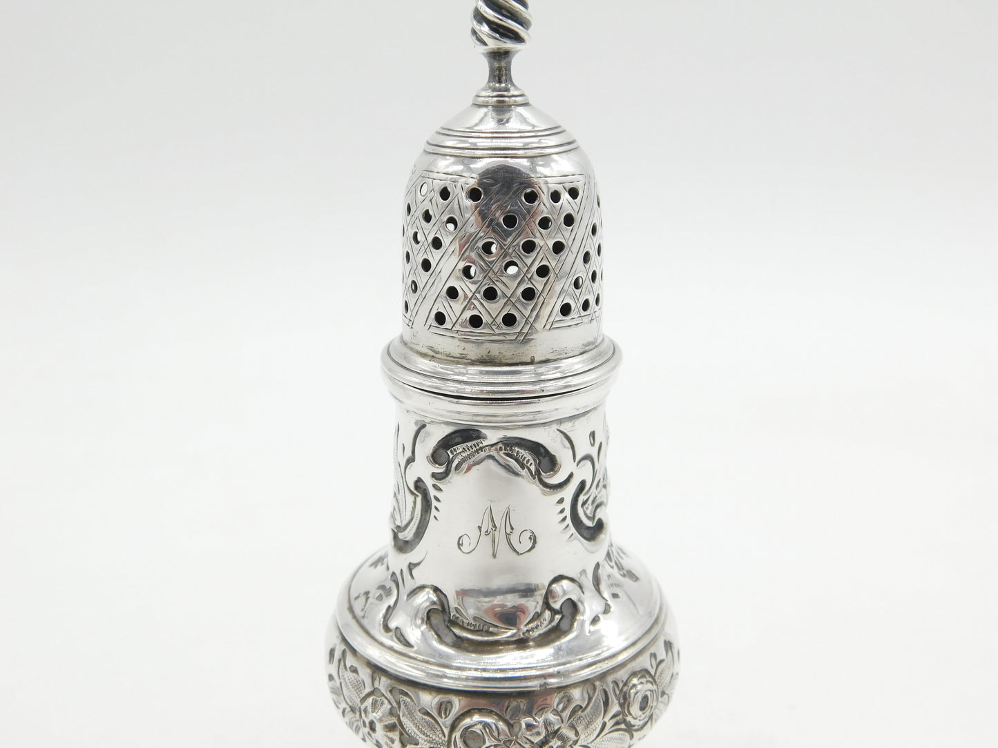 George III Sterling Silver Floral Muffineer Caster Antique 1772 London