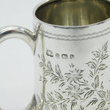 Edwardian Sterling Silver Floral Pattern Christening Mug Antique 1909 Birmingham