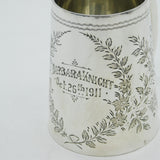 Edwardian Sterling Silver Floral Pattern Christening Mug Antique 1909 Birmingham