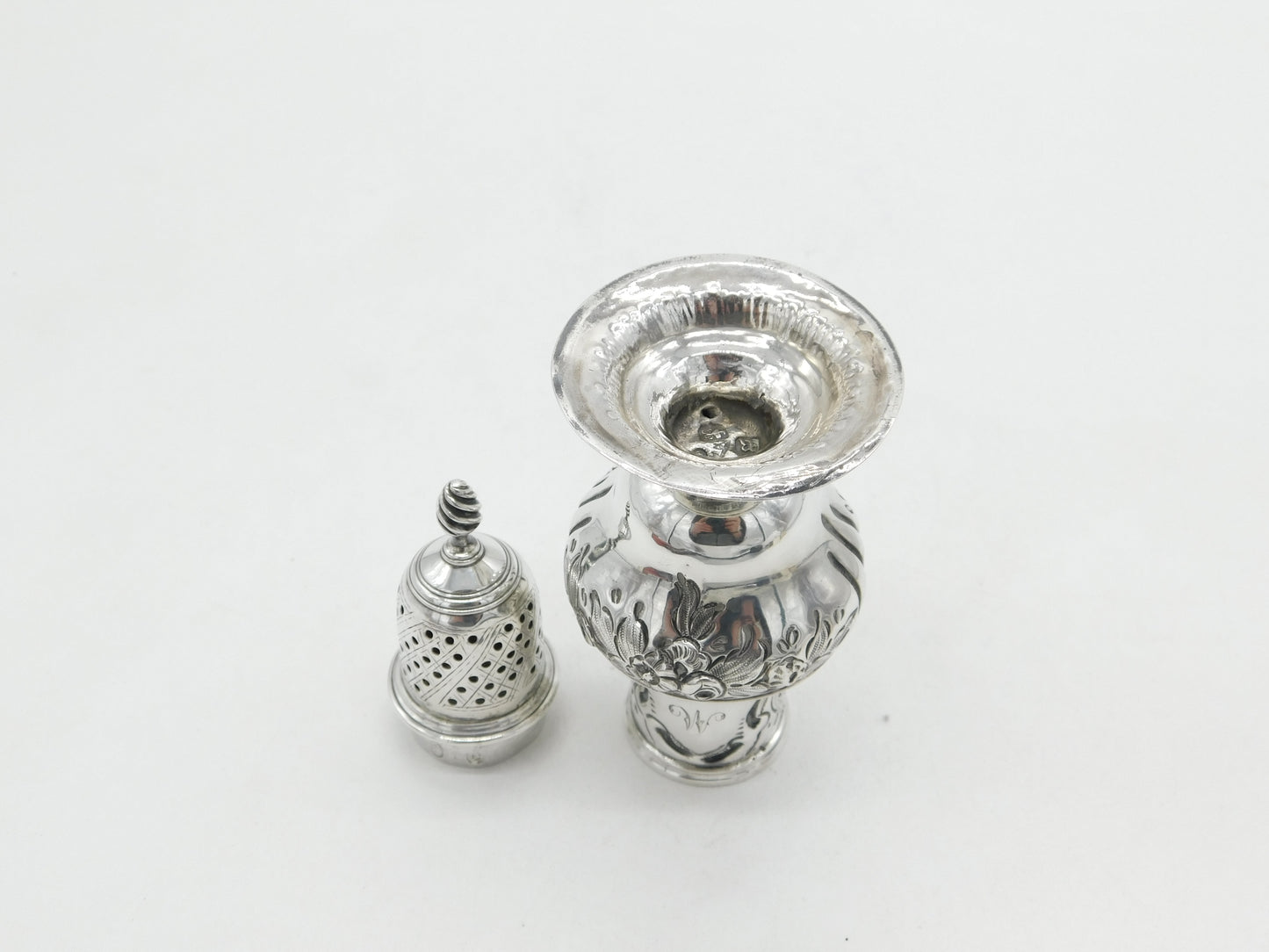 George III Sterling Silver Floral Muffineer Caster Antique 1772 London
