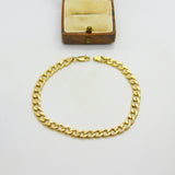 9ct Yellow Gold Curb Link Chain Bracelet Vintage c1980 7.8" Length
