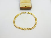 9ct Yellow Gold Curb Link Chain Bracelet Vintage c1980 7.8" Length
