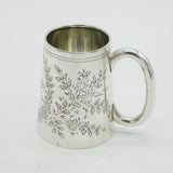 Edwardian Sterling Silver Floral Pattern Christening Mug Antique 1909 Birmingham