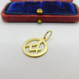 9ct Yellow Gold Masonic Compass Charm or Pendant Antique c1930 Art Deco