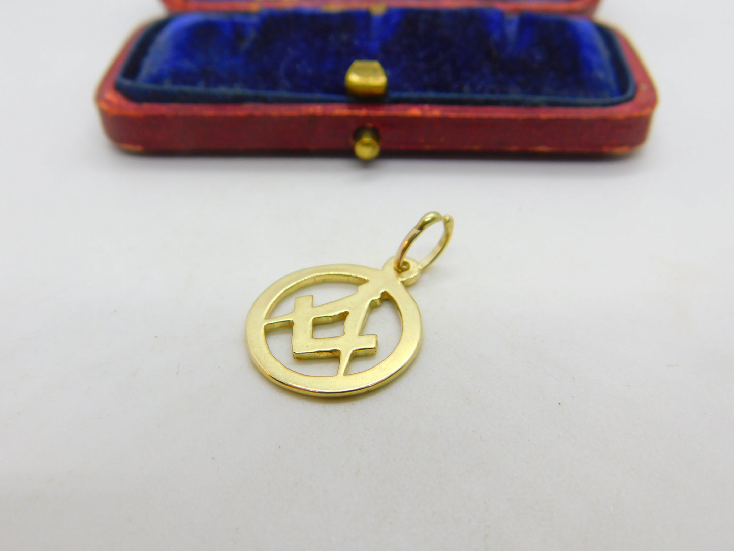 9ct Yellow Gold Masonic Compass Charm or Pendant Antique c1930 Art Deco