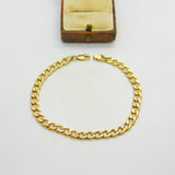 9ct Yellow Gold Curb Link Chain Bracelet Vintage c1980 7.8" Length