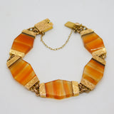Victorian Scottish 9ct Gold Red Banded Agate Floral Panel Bracelet c1860 Antique
