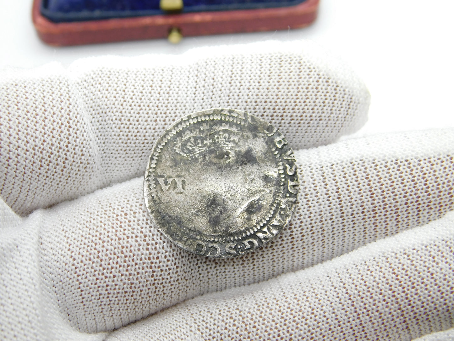 King James I Early Hammered Silver Sixpence Coin 1603 Fine Condition Antique