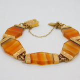 Victorian Scottish 9ct Gold Red Banded Agate Floral Panel Bracelet c1860 Antique