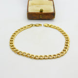 9ct Yellow Gold Curb Link Chain Bracelet Vintage c1980 7.8" Length