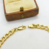 9ct Yellow Gold Curb Link Chain Bracelet Vintage c1980 7.8" Length