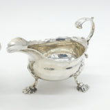 George II Pair of Sterling Silver Shell Foot Sauce Boats Antique 1758 London