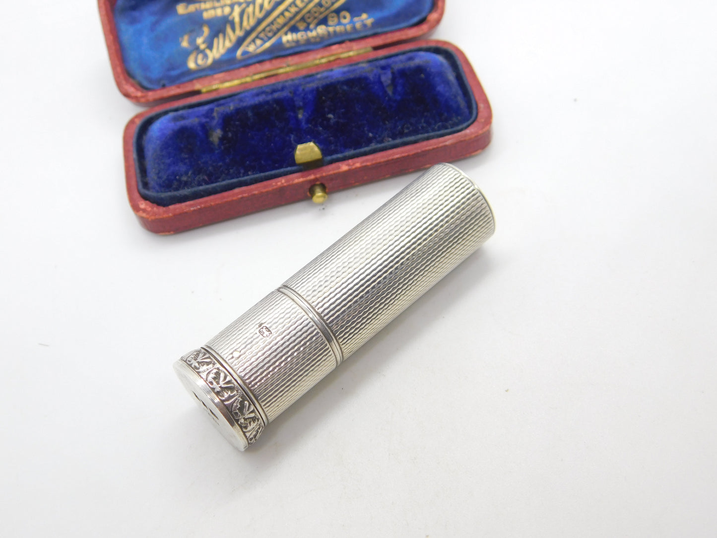 Sterling Silver Engine Turned Lipstick Holder 1963 London Dyas Beverley Hampton